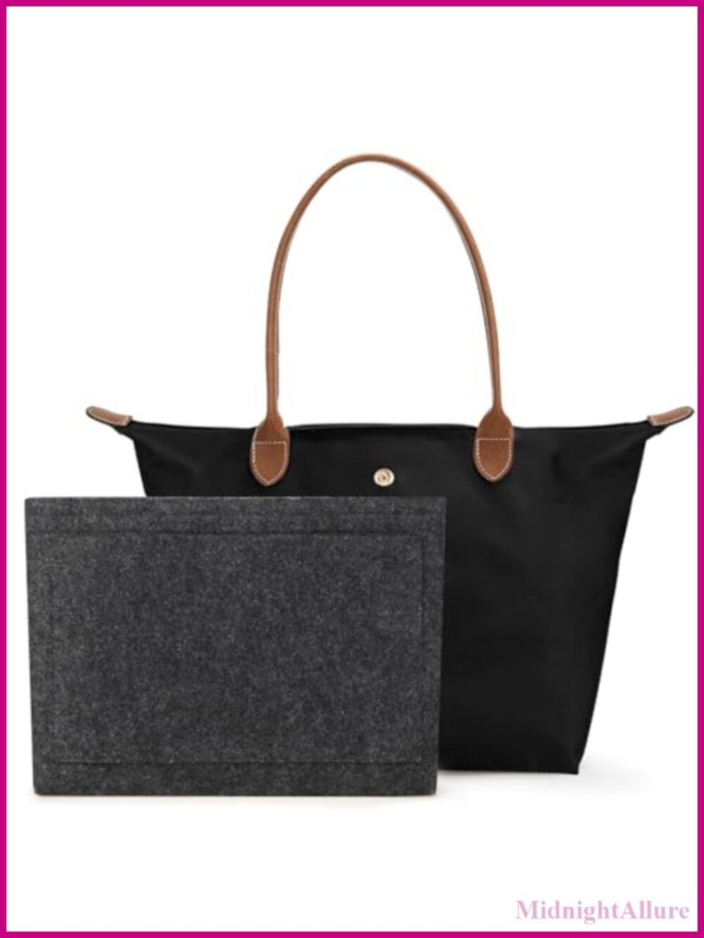 Tote Bag for Women with Purse Organizer Insert, Foldable Nylon Tote